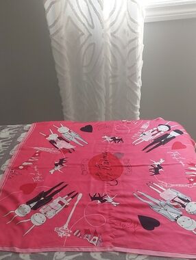 Juicy Couture Fifi Lapin Je T'aime Print Silk Scarf.